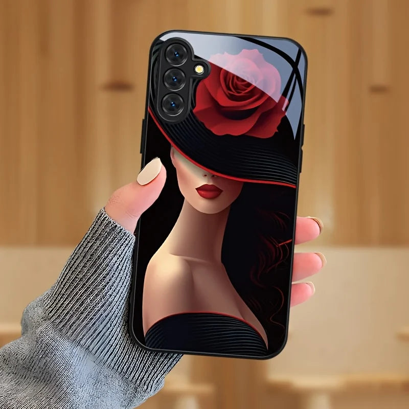solid Tempered Glass Flowers Back Cover decorated with flowers