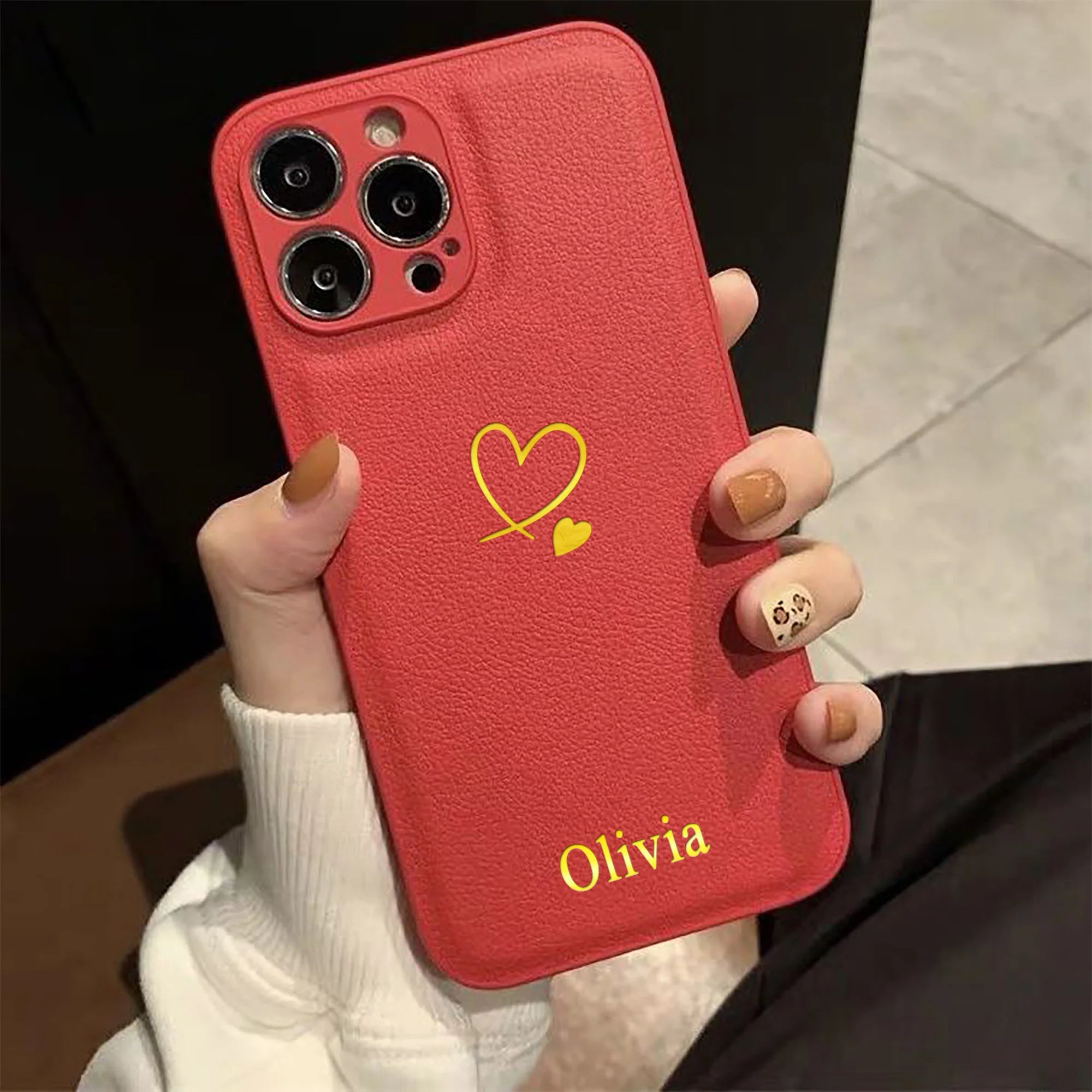 Heart Monogram Leather Case ❤️📱✨