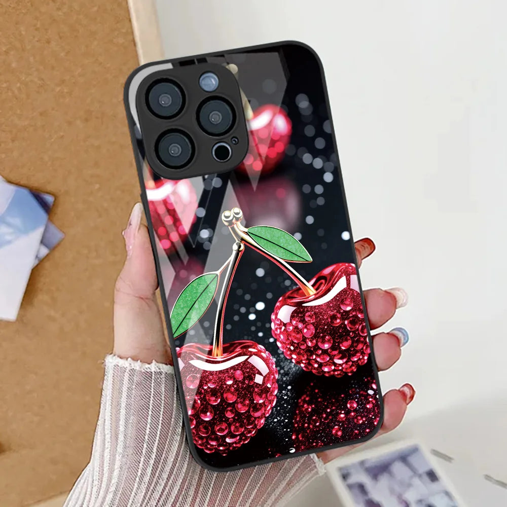 solid Tempered Glass Flowers Back Cover decorated with flowers
