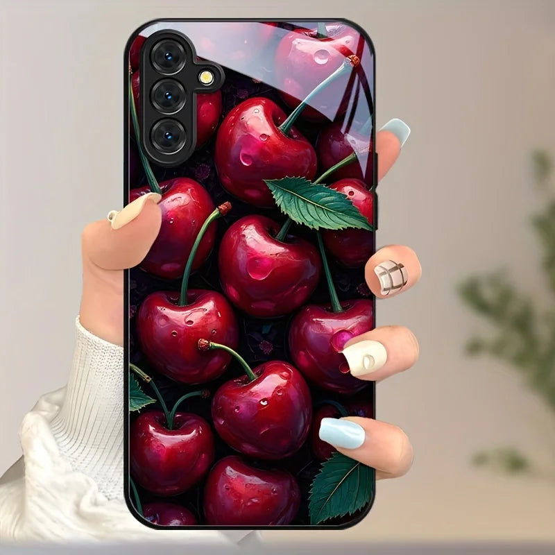 solid Tempered Glass Flowers Back Cover decorated with flowers