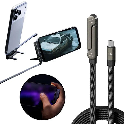 240W Fast Charging Foldable Mobile Phone Holder Data Phone Multi-Angle Adjustment Charging Non-Stop Cable Holder