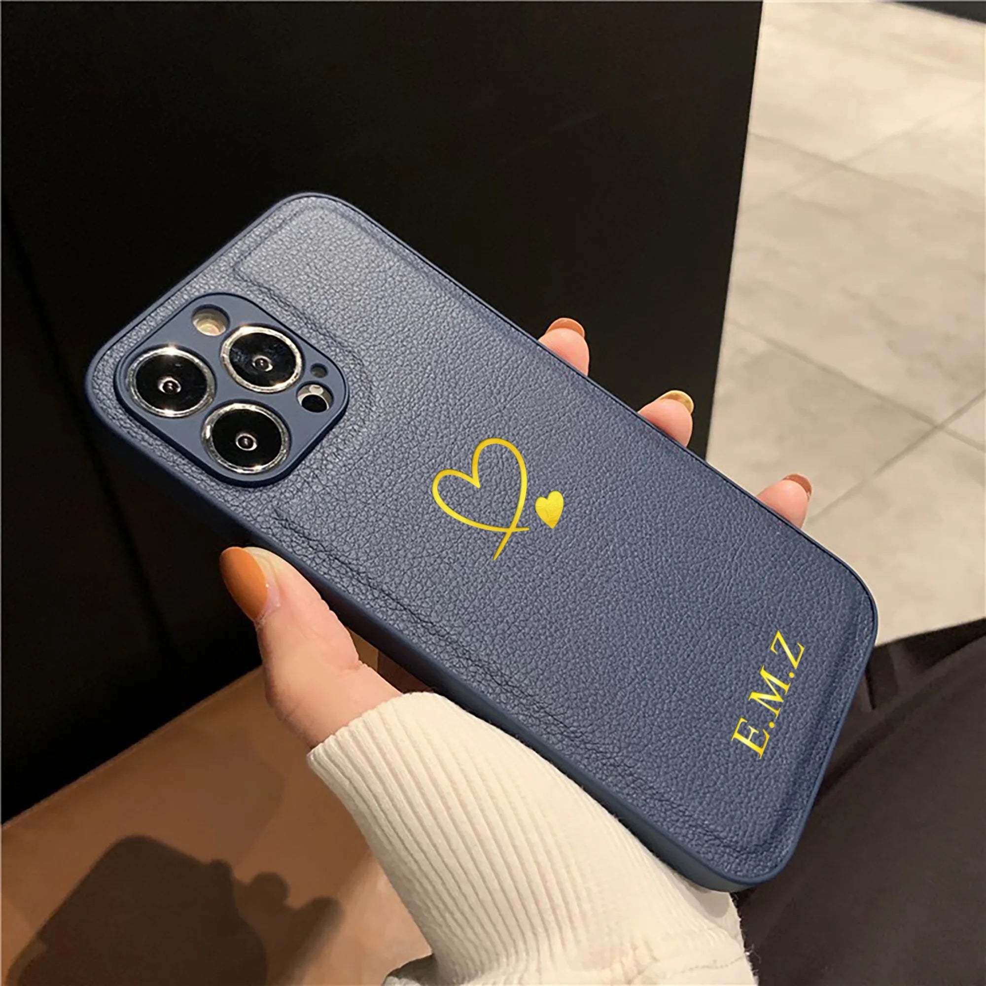 Heart Monogram Leather Case ❤️📱✨