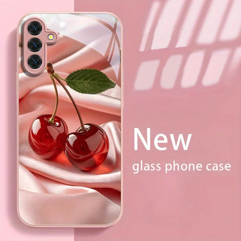 solid Tempered Glass Flowers Back Cover decorated with flowers