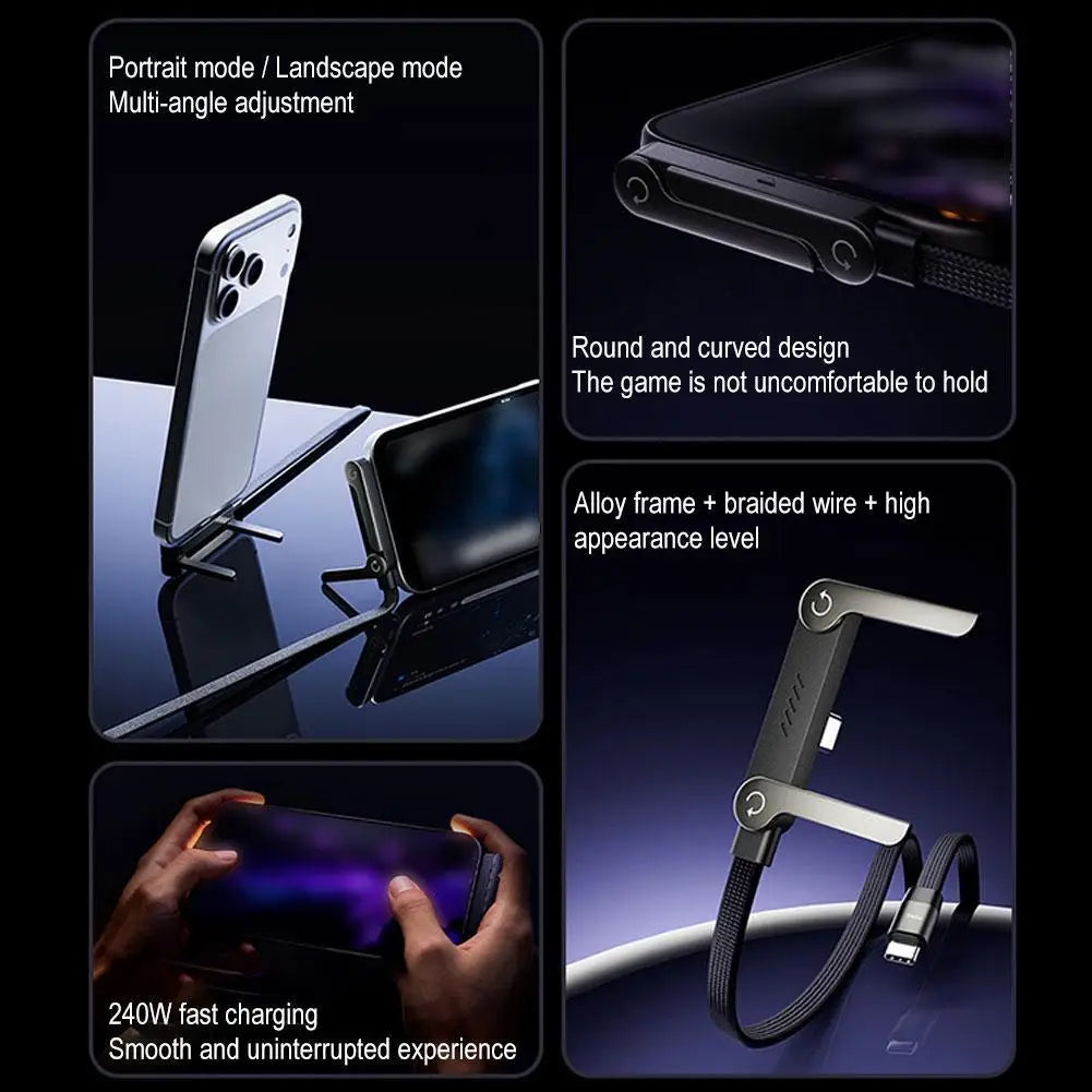 240W Fast Charging Foldable Mobile Phone Holder Data Phone Multi-Angle Adjustment Charging Non-Stop Cable Holder