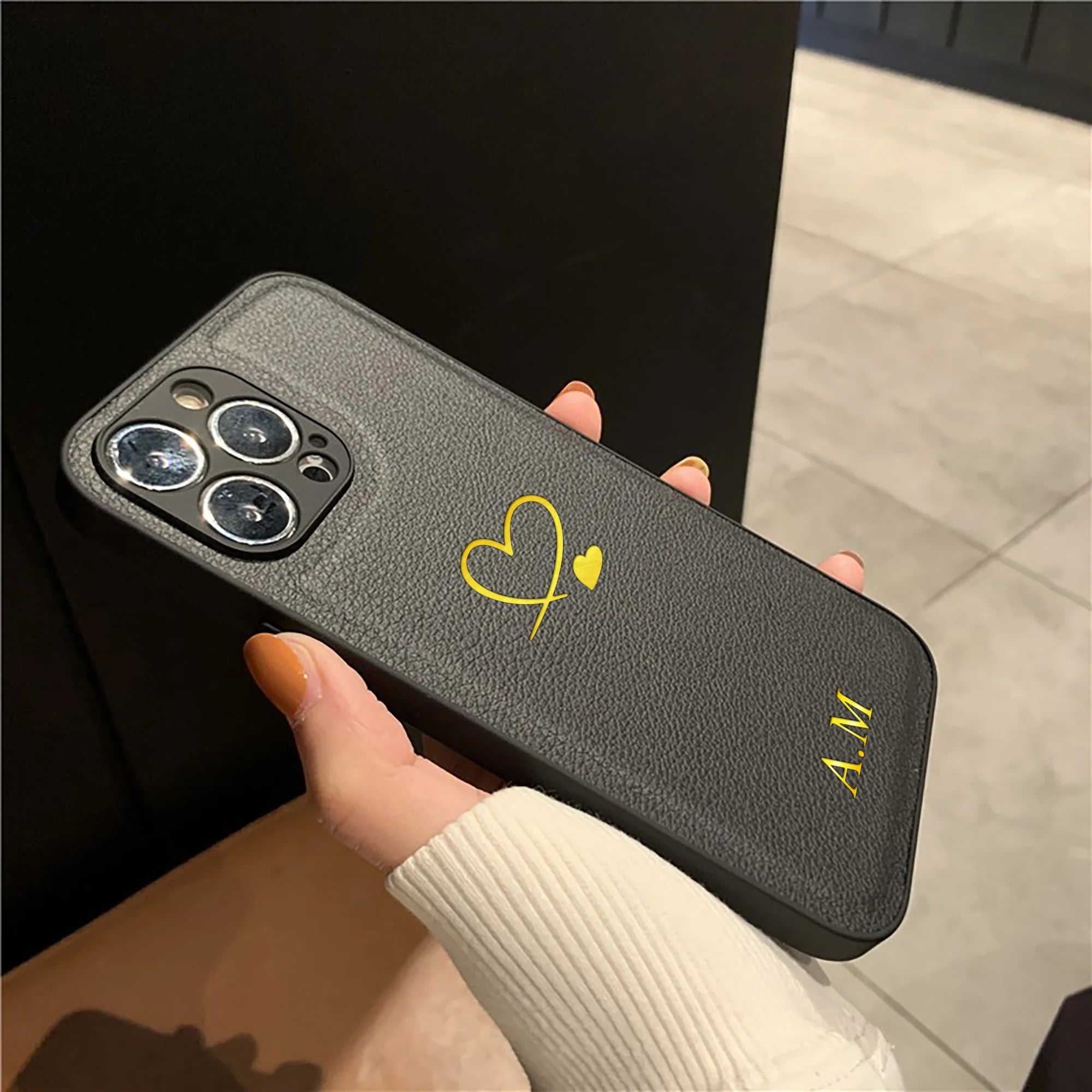 Heart Monogram Leather Case ❤️📱✨