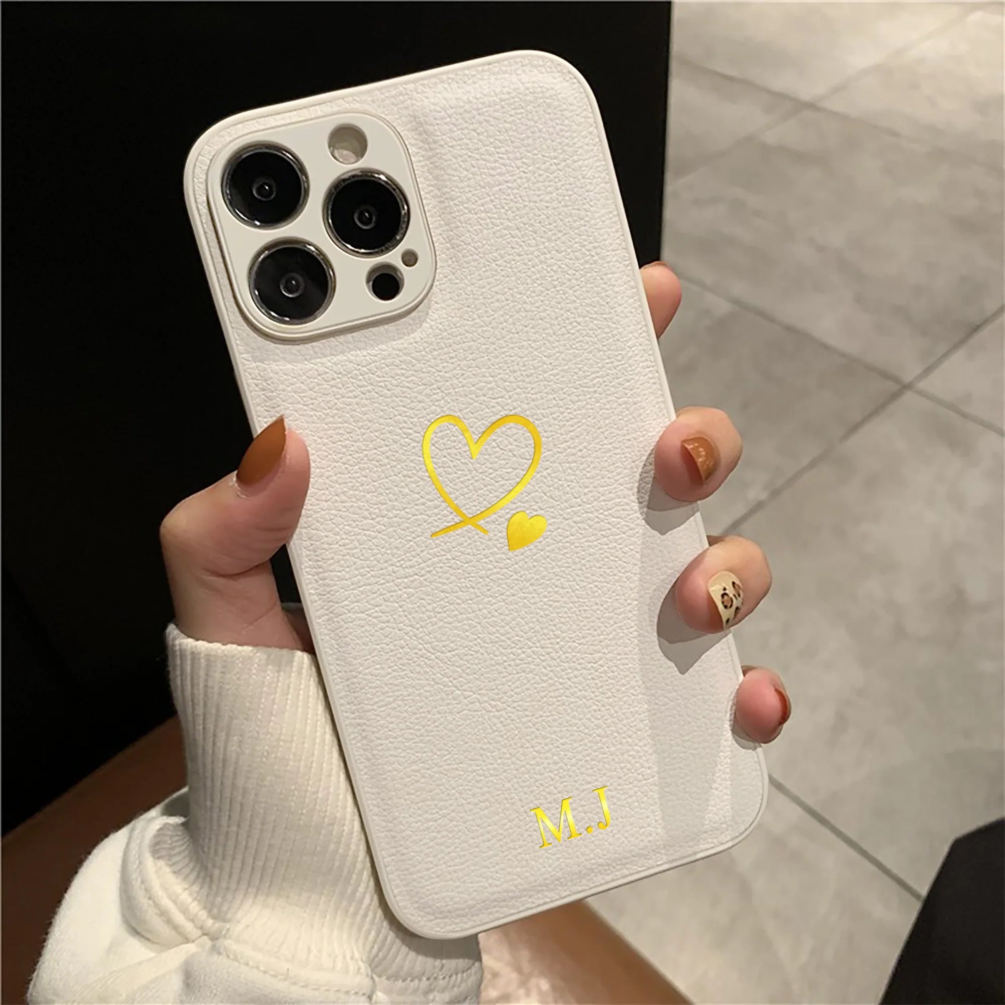 Heart Monogram Leather Case ❤️📱✨