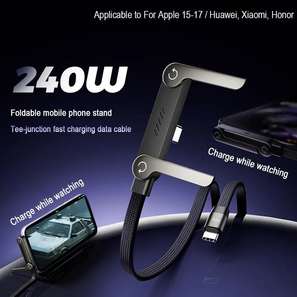 240W Fast Charging Foldable Mobile Phone Holder Data Phone Multi-Angle Adjustment Charging Non-Stop Cable Holder